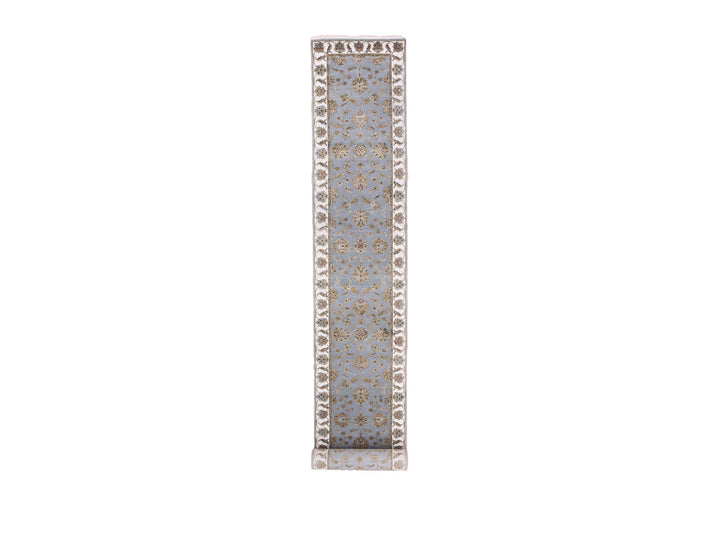 2'7" x 18'8" New Hand Knotted Blue Wool Runner Oriental Rug - MOA10275365
