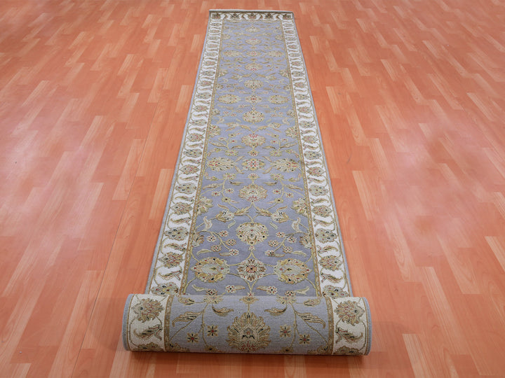2'7" x 18'8" New Hand Knotted Blue Wool Runner Oriental Rug - MOA10275365