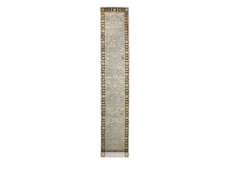 2'7" x 18'2" New Hand Knotted Grey Wool & Silk Runner Oriental Rug - MOA10275366