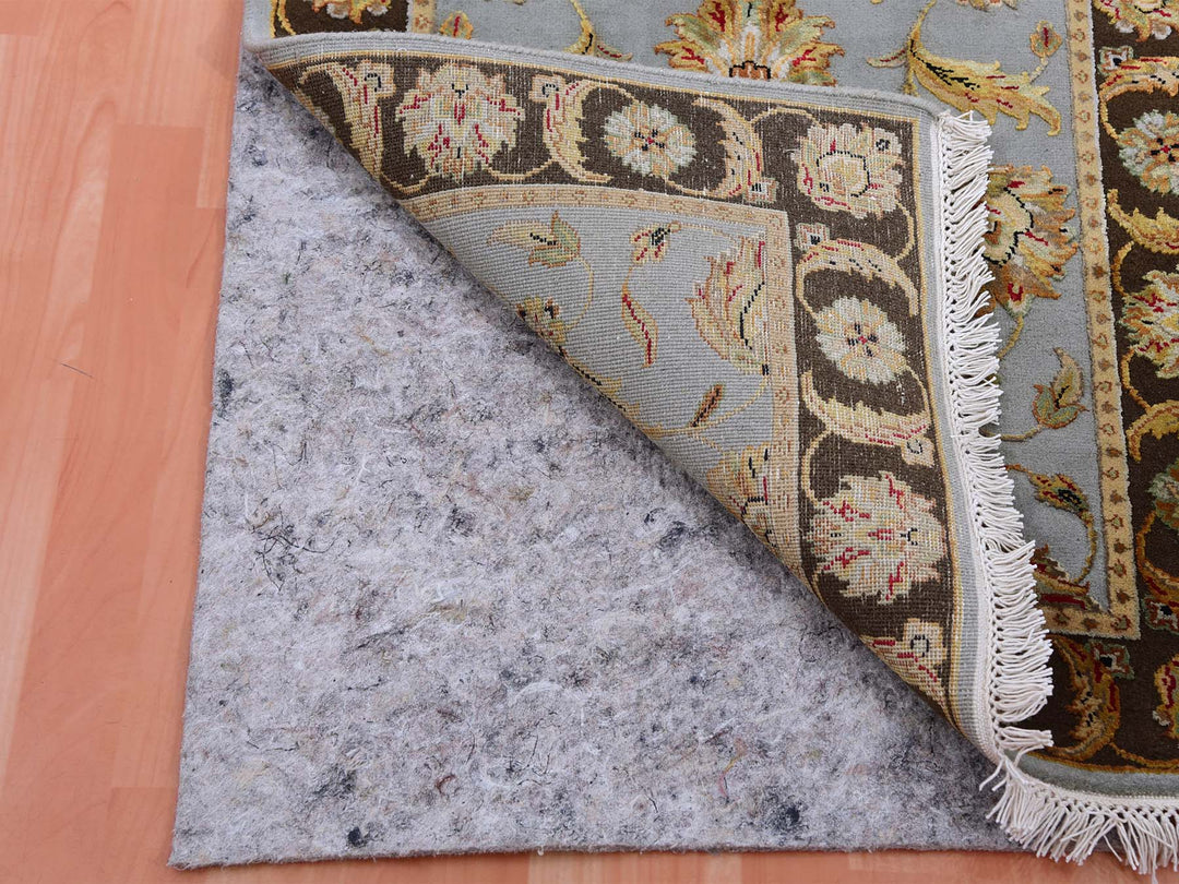 2'7" x 18'2" New Hand Knotted Grey Wool & Silk Runner Oriental Rug - MOA10275366