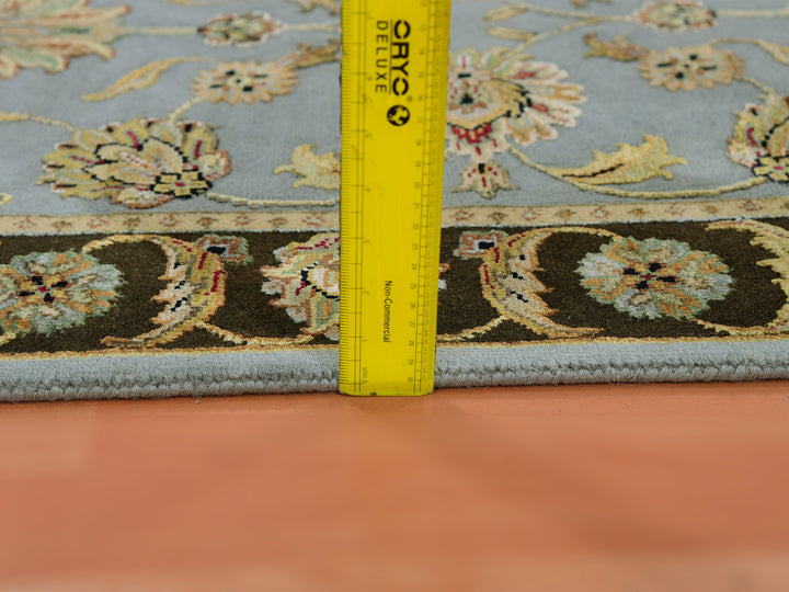 2'7" x 18'2" New Hand Knotted Grey Wool & Silk Runner Oriental Rug - MOA10275366