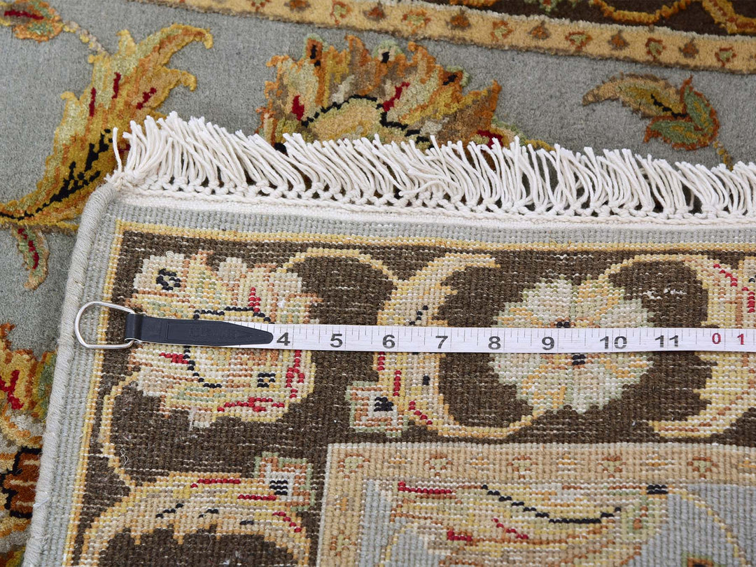 2'7" x 18'2" New Hand Knotted Grey Wool & Silk Runner Oriental Rug - MOA10275366