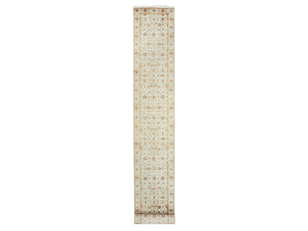 2'7" x 20'7" New Hand Knotted Ivory Wool & Silk Runner Oriental Rug - MOA10275367