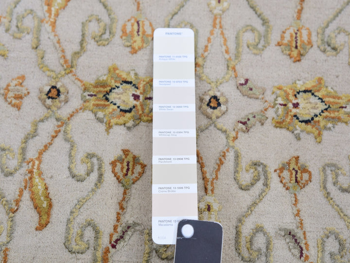 2'7" x 20'7" New Hand Knotted Ivory Wool & Silk Runner Oriental Rug - MOA10275367