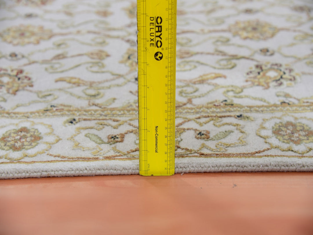 2'7" x 20'7" New Hand Knotted Ivory Wool & Silk Runner Oriental Rug - MOA10275367