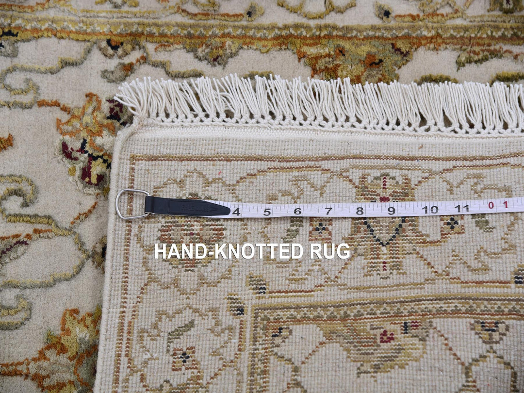 2'7" x 20'7" New Hand Knotted Ivory Wool & Silk Runner Oriental Rug - MOA10275367
