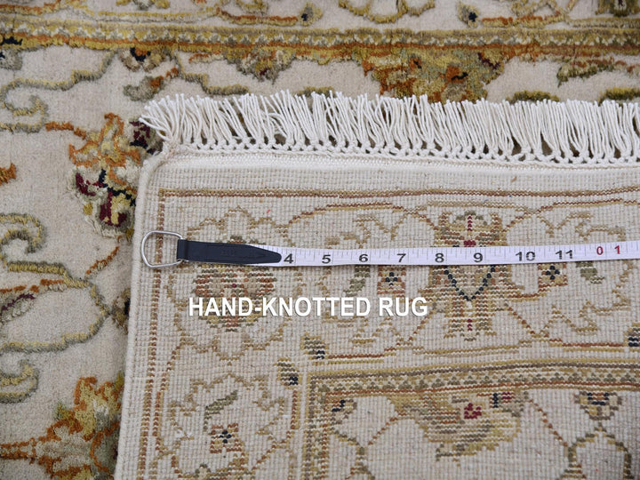2'7" x 20'7" New Hand Knotted Ivory Wool & Silk Runner Oriental Rug - MOA10275367