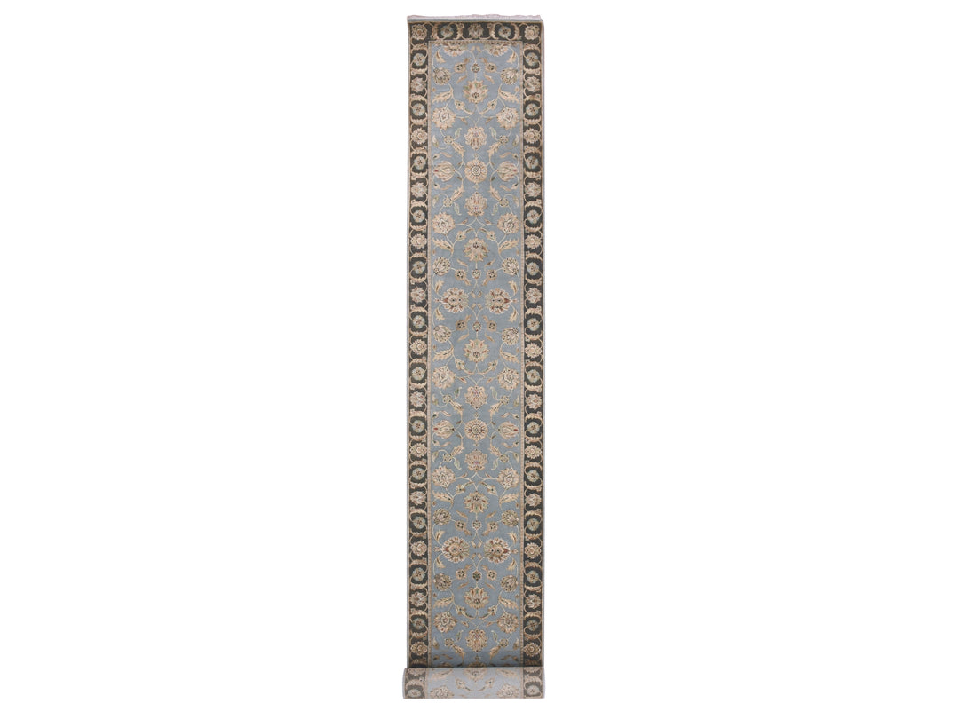 2'8" x 20'8" New Hand Knotted Grey Wool Runner Oriental Rug - MOA10275371