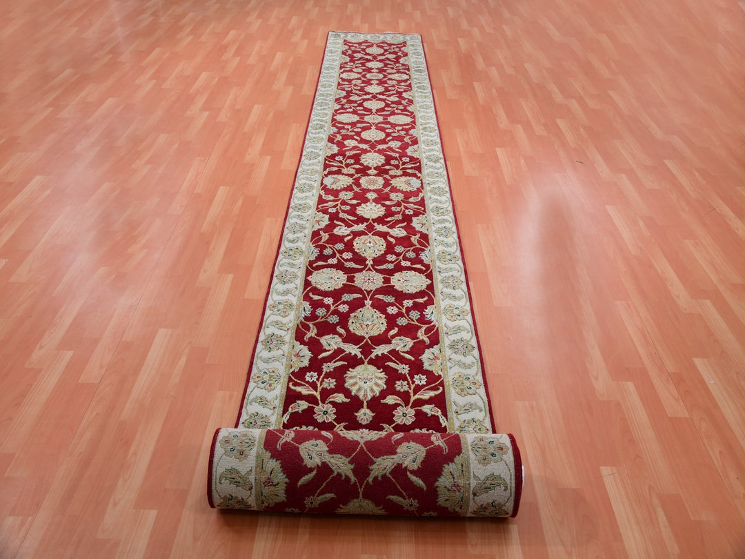 2'8" x 21'0" New Hand Knotted Red Wool Runner Oriental Rug - MOA10275373