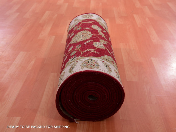 2'8" x 21'0" New Hand Knotted Red Wool Runner Oriental Rug - MOA10275373