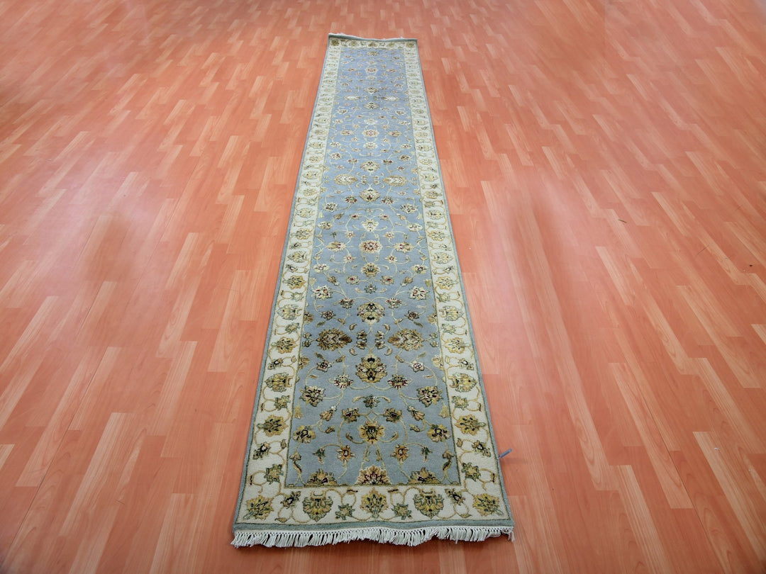 2'7" x 14'0" New Hand Knotted Blue Wool Runner Oriental Rug - MOA10275377