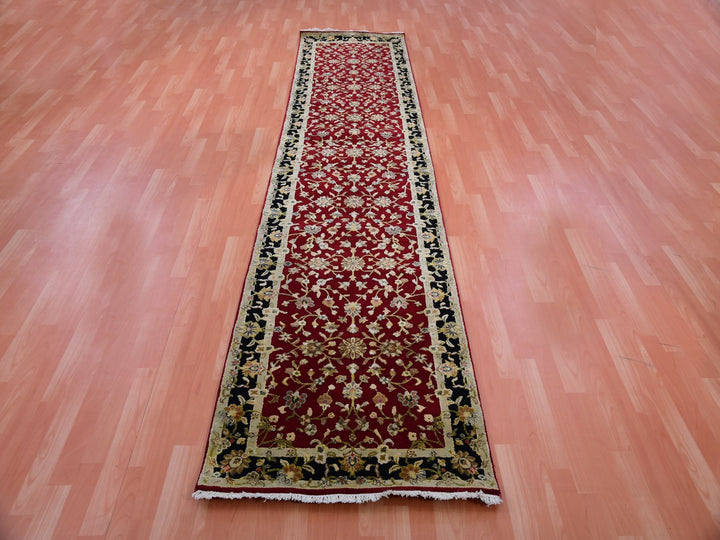 2'9" x 12'3" New Hand Knotted Red Wool Runner Oriental Rug - MOA10275378