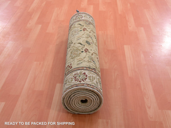 3'0" x 12'1" New Hand Knotted Green Wool Runner Oriental Rug - MOA10275379