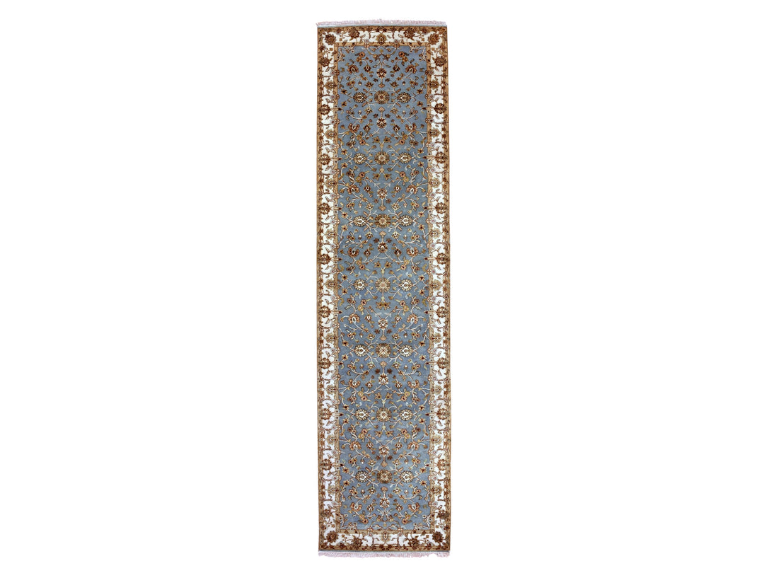 3'0" x 12'2" New Hand Knotted Blue Wool Runner Oriental Rug - MOA10275380