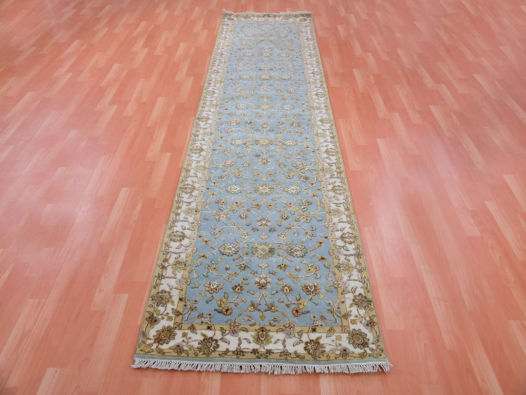 3'0" x 12'2" New Hand Knotted Blue Wool Runner Oriental Rug - MOA10275380
