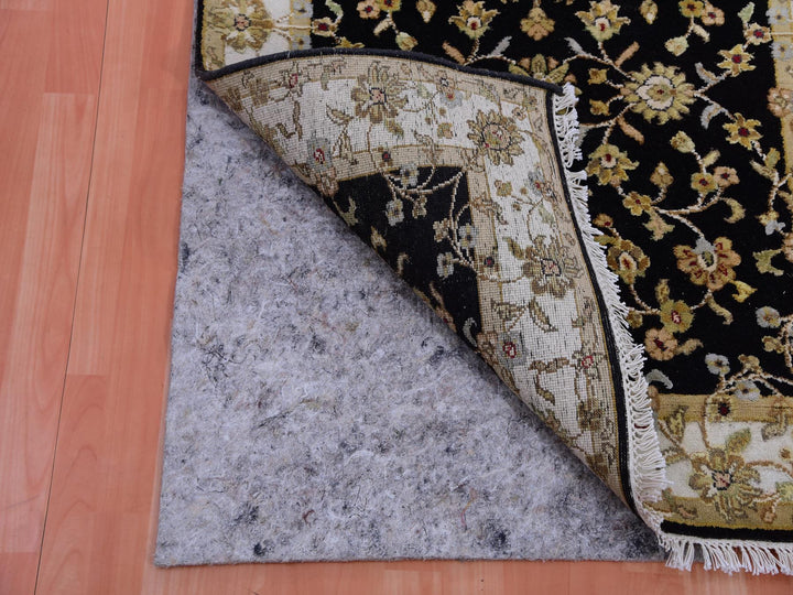 3'1" x 12'2" New Hand Knotted Black Wool Runner Oriental Rug - MOA10275381