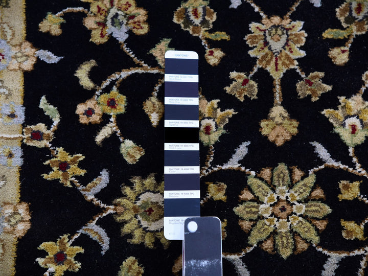 3'1" x 12'2" New Hand Knotted Black Wool Runner Oriental Rug - MOA10275381