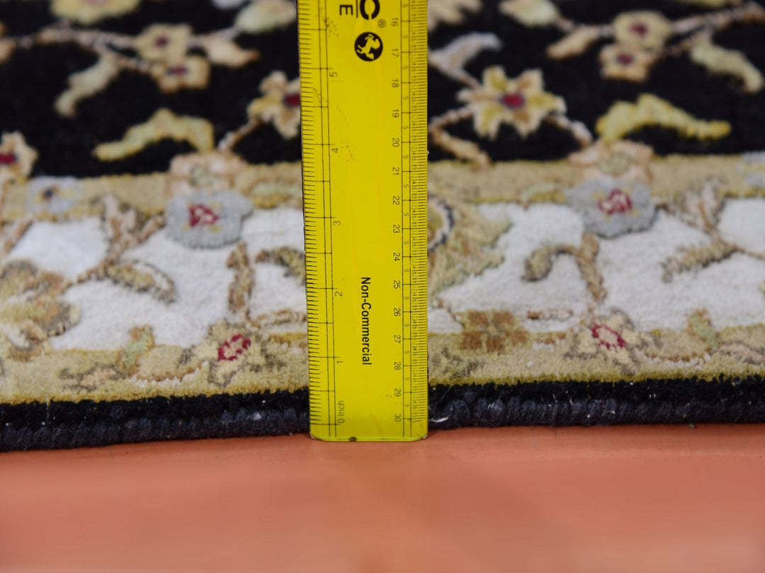 3'1" x 12'2" New Hand Knotted Black Wool Runner Oriental Rug - MOA10275381