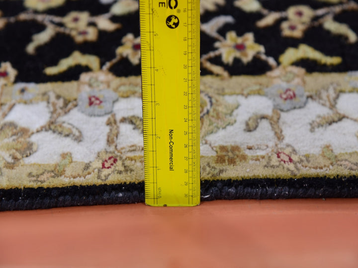 3'1" x 12'2" New Hand Knotted Black Wool Runner Oriental Rug - MOA10275381