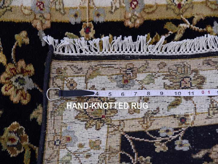 3'1" x 12'2" New Hand Knotted Black Wool Runner Oriental Rug - MOA10275381