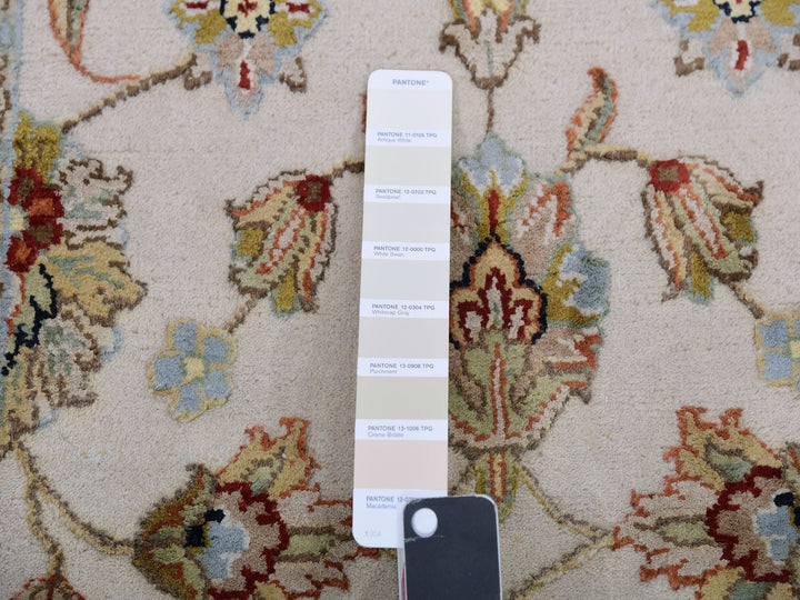 2'7" x 10'4" New Hand Knotted Ivory Wool Runner Oriental Rug - MOA10275382