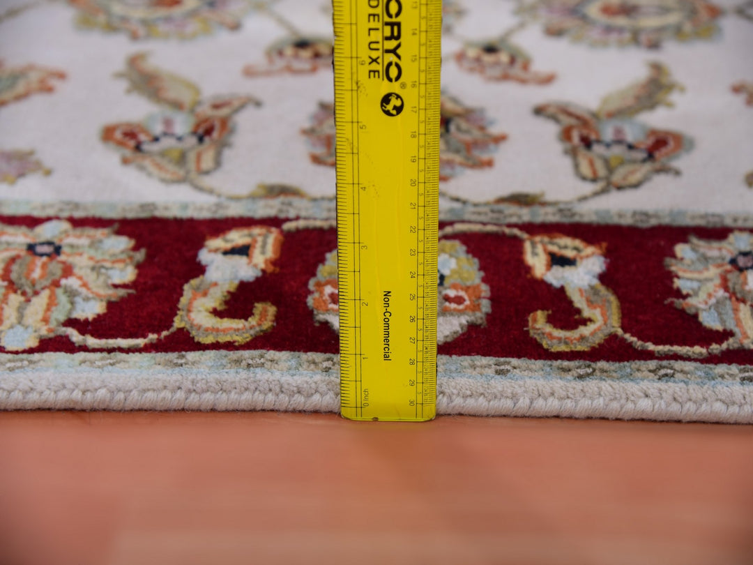 2'7" x 10'4" New Hand Knotted Ivory Wool Runner Oriental Rug - MOA10275382