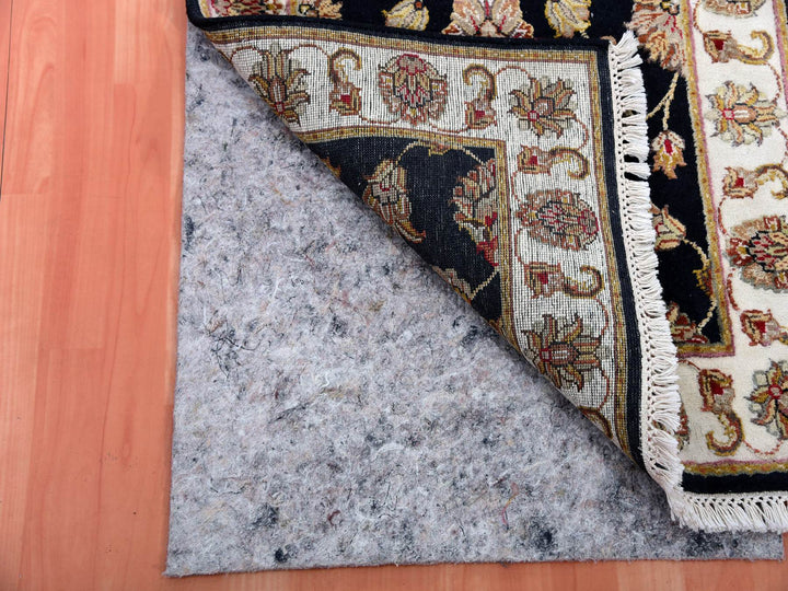 2'6" x 10'0" New Hand Knotted Black Wool & Silk Runner Oriental Rug - MOA10275383