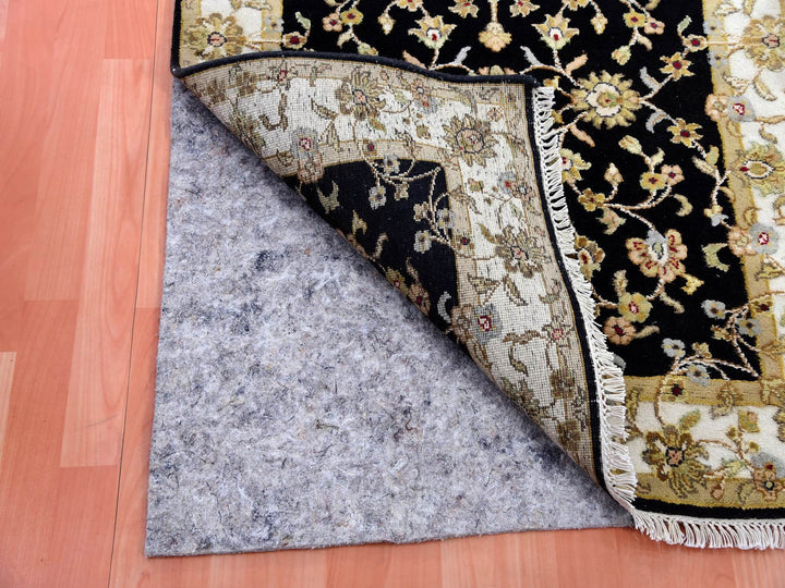 3'1" x 12'2" New Hand Knotted Black Wool Runner Oriental Rug - MOA10275384