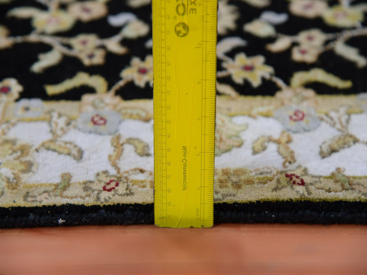 3'1" x 12'2" New Hand Knotted Black Wool Runner Oriental Rug - MOA10275384
