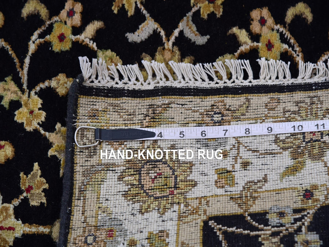 3'1" x 12'2" New Hand Knotted Black Wool Runner Oriental Rug - MOA10275384