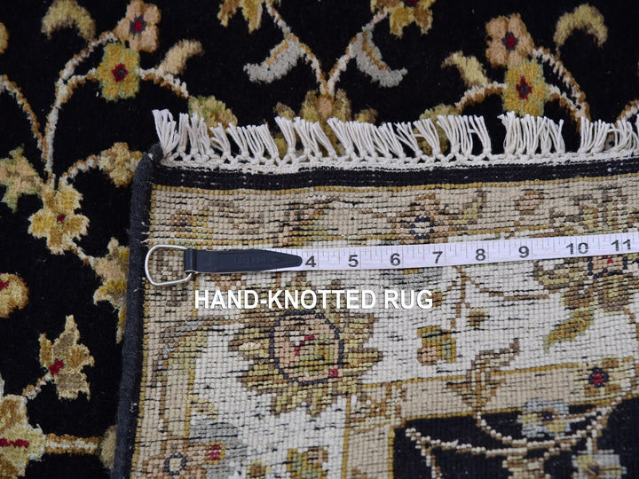 3'1" x 12'2" New Hand Knotted Black Wool Runner Oriental Rug - MOA10275384