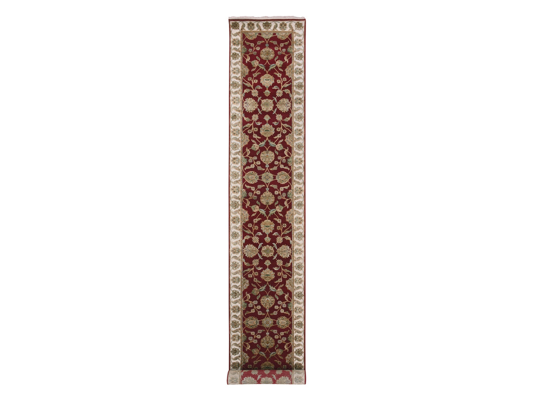 2'7" x 16'4" New Hand Knotted Red Wool & Silk Runner Oriental Rug - MOA10275385