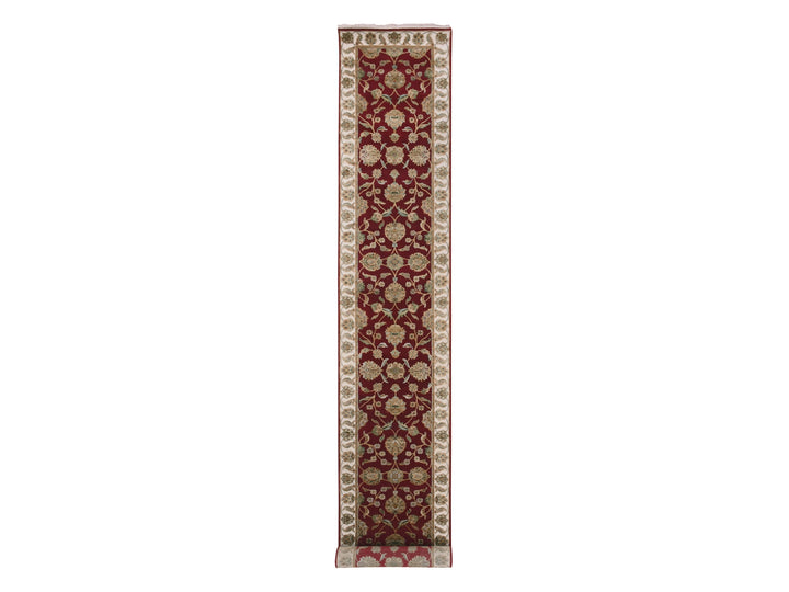 2'7" x 16'4" New Hand Knotted Red Wool & Silk Runner Oriental Rug - MOA10275385