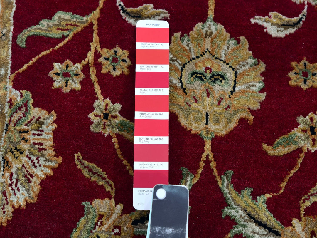 2'7" x 16'4" New Hand Knotted Red Wool & Silk Runner Oriental Rug - MOA10275385