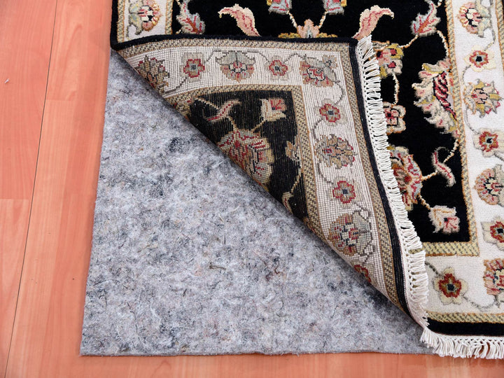 2'7" x 9'10" New Hand Knotted Black Wool & Silk Runner Oriental Rug - MOA10275388