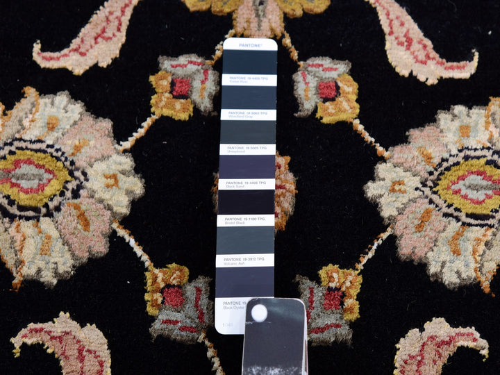 2'7" x 9'10" New Hand Knotted Black Wool & Silk Runner Oriental Rug - MOA10275388