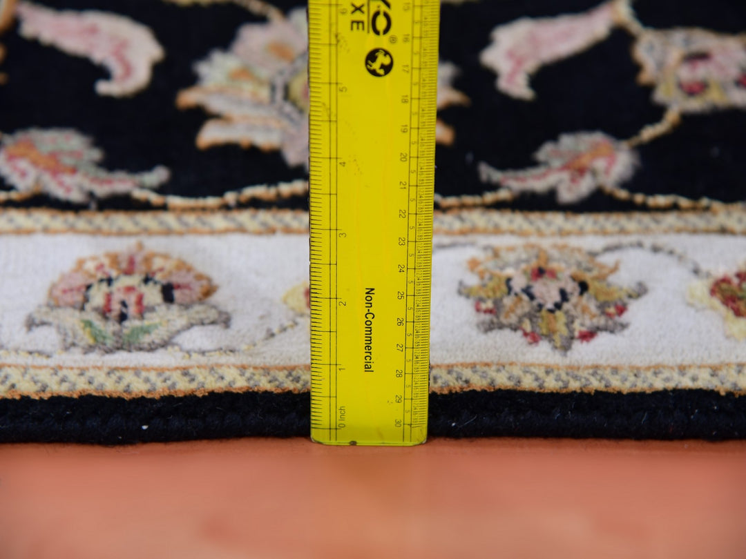 2'7" x 9'10" New Hand Knotted Black Wool & Silk Runner Oriental Rug - MOA10275388