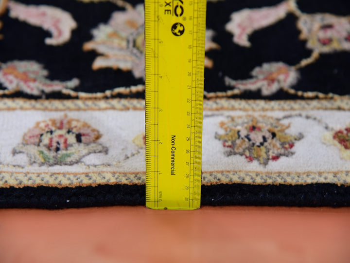 2'7" x 9'10" New Hand Knotted Black Wool & Silk Runner Oriental Rug - MOA10275388
