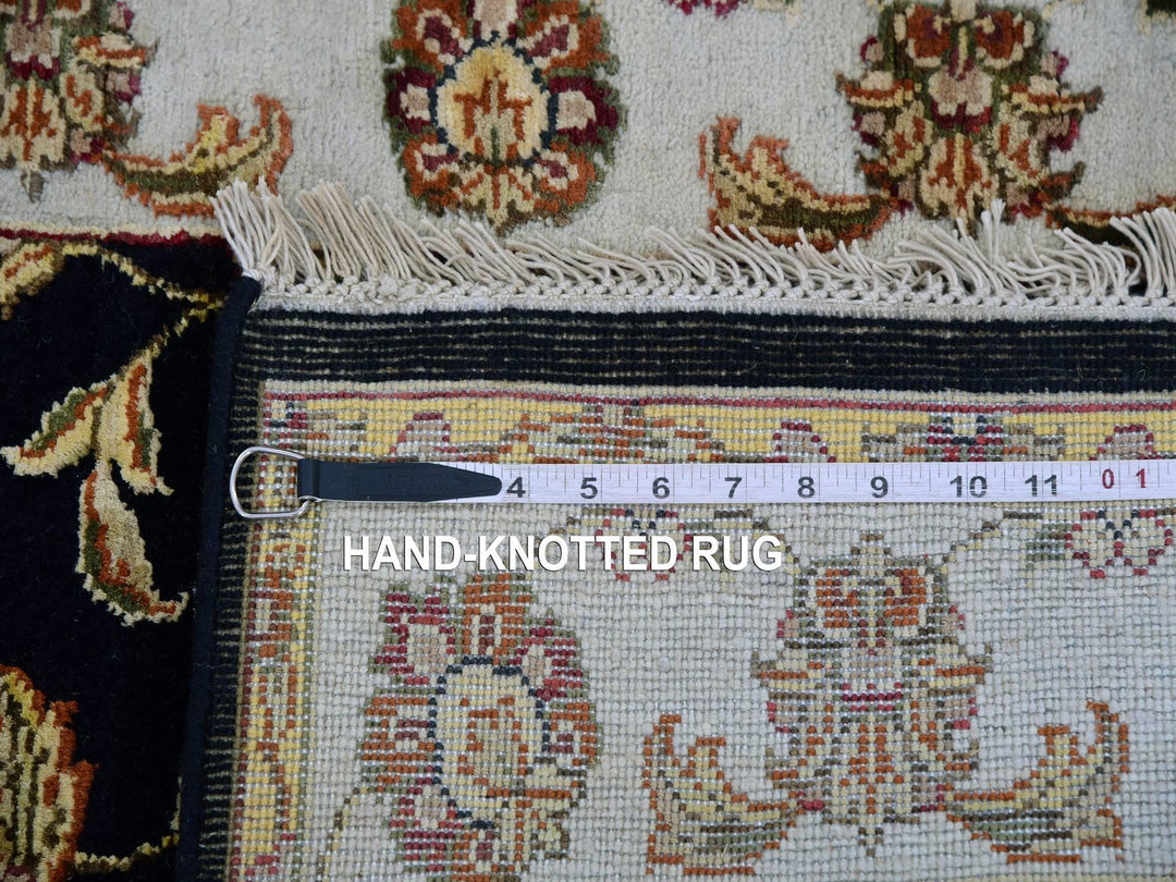 2'7" x 9'10" New Hand Knotted Black Wool & Silk Runner Oriental Rug - MOA10275388