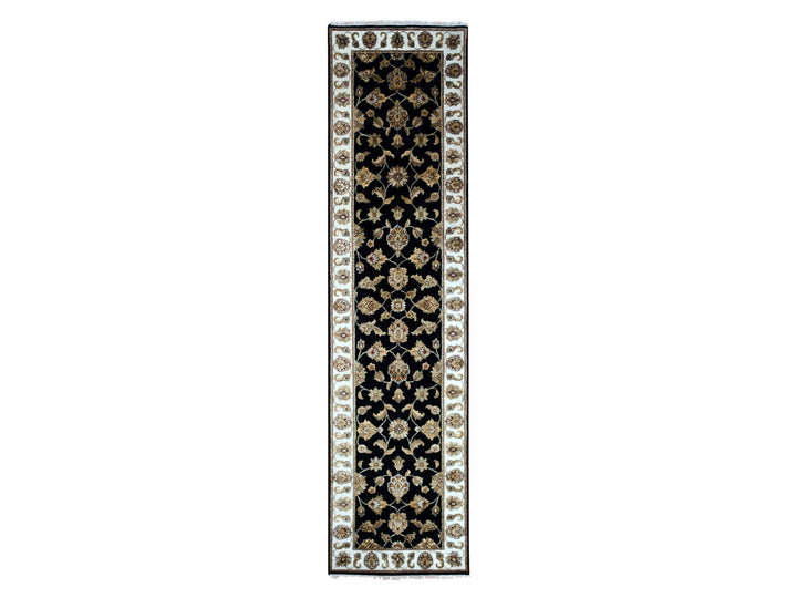 2'5" x 9'11" New Hand Knotted Black Wool Runner Oriental Rug - MOA10275390