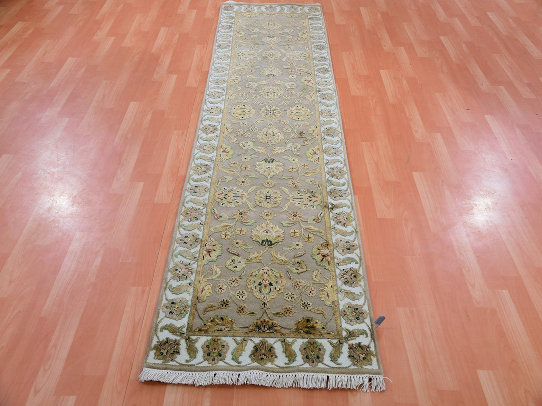 2'6" x 10'1" New Hand Knotted Brown Wool Runner Oriental Rug - MOA10275392