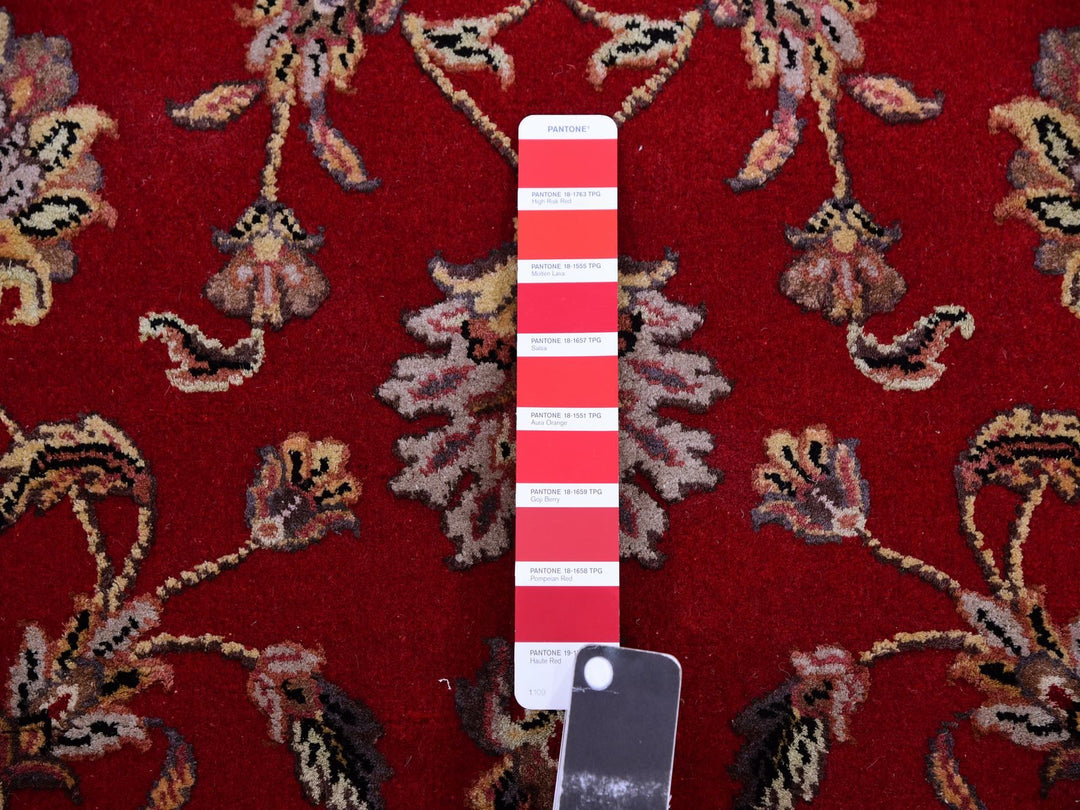 2'6" x 8'2" New Hand Knotted Red Wool & Silk Runner Oriental Rug - MOA10275393