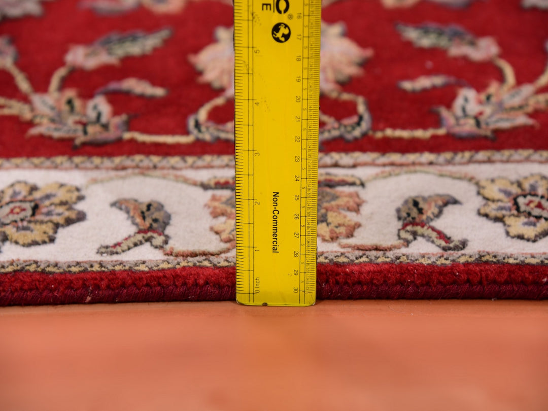 2'6" x 8'2" New Hand Knotted Red Wool & Silk Runner Oriental Rug - MOA10275393