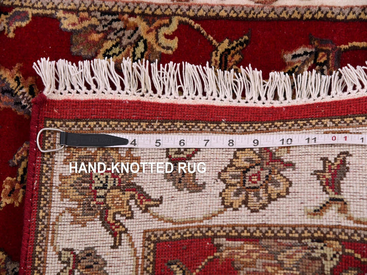 2'6" x 8'2" New Hand Knotted Red Wool & Silk Runner Oriental Rug - MOA10275393