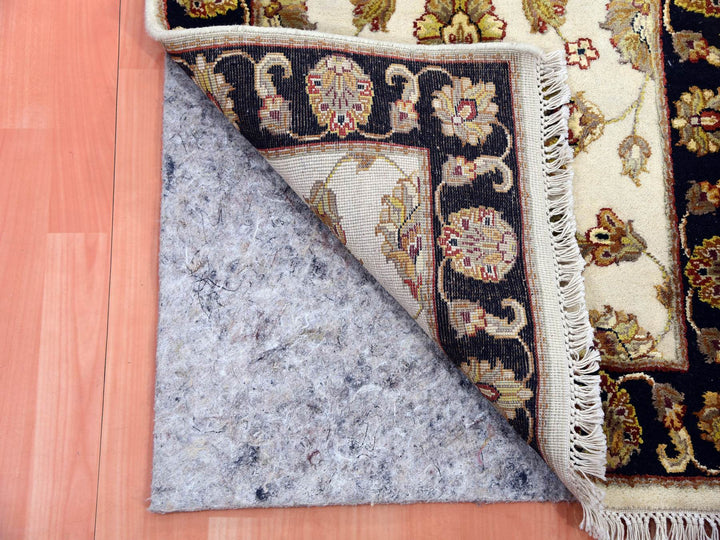 2'5" x 10'1" New Hand Knotted Ivory Wool & Silk Runner Oriental Rug - MOA10275394