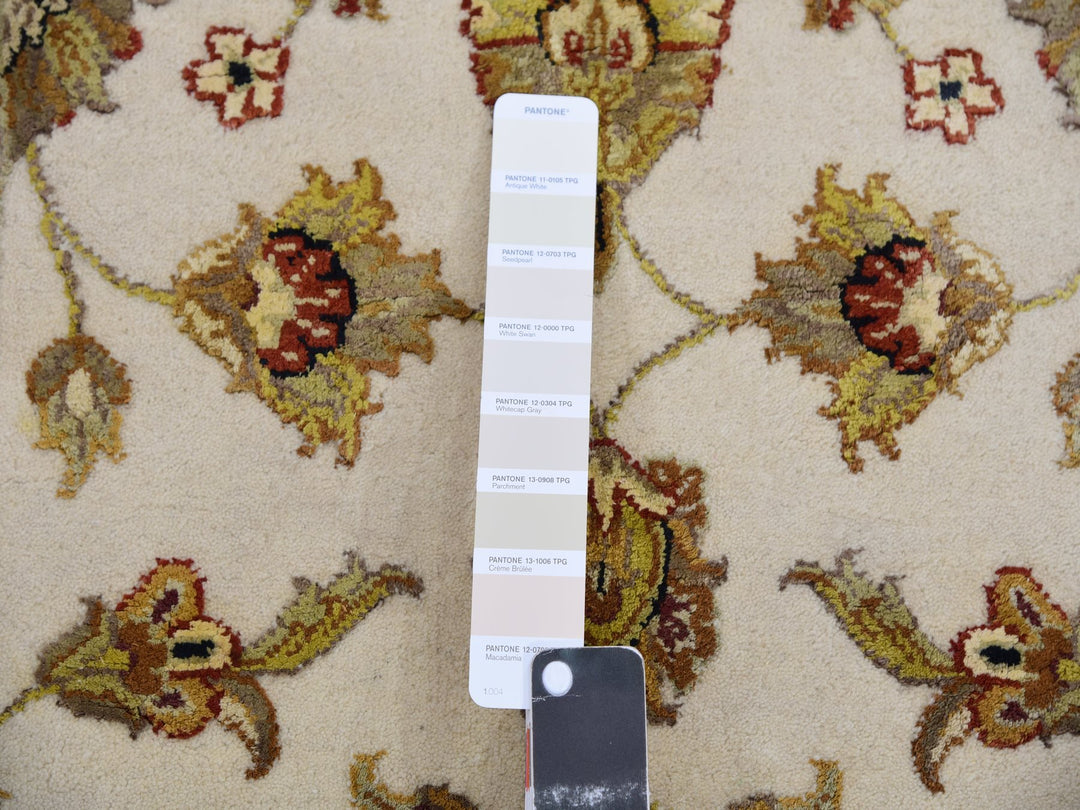 2'5" x 10'1" New Hand Knotted Ivory Wool & Silk Runner Oriental Rug - MOA10275394