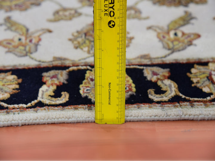 2'5" x 10'1" New Hand Knotted Ivory Wool & Silk Runner Oriental Rug - MOA10275394