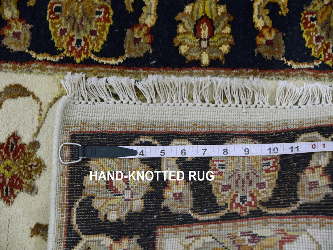 2'5" x 10'1" New Hand Knotted Ivory Wool & Silk Runner Oriental Rug - MOA10275394