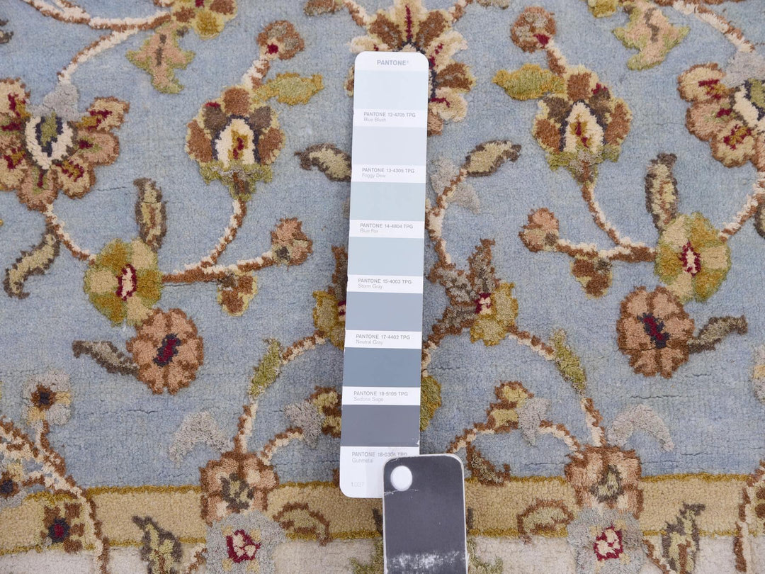 3'0" x 12'2" New Hand Knotted Blue Wool & Silk Runner Oriental Rug - MOA10275396