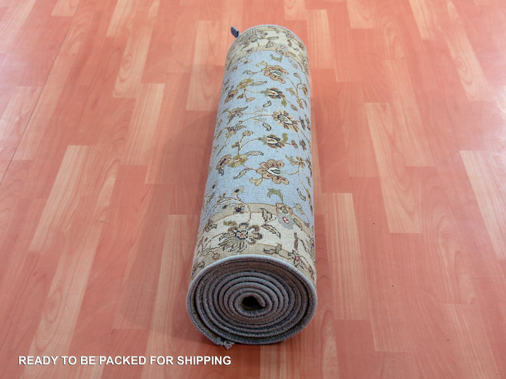 3'0" x 12'2" New Hand Knotted Blue Wool & Silk Runner Oriental Rug - MOA10275396